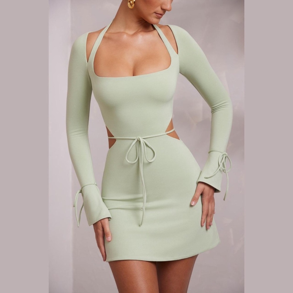 Elise Long Sleeve Cut Out A-Line Mini Dress | Oh Polly